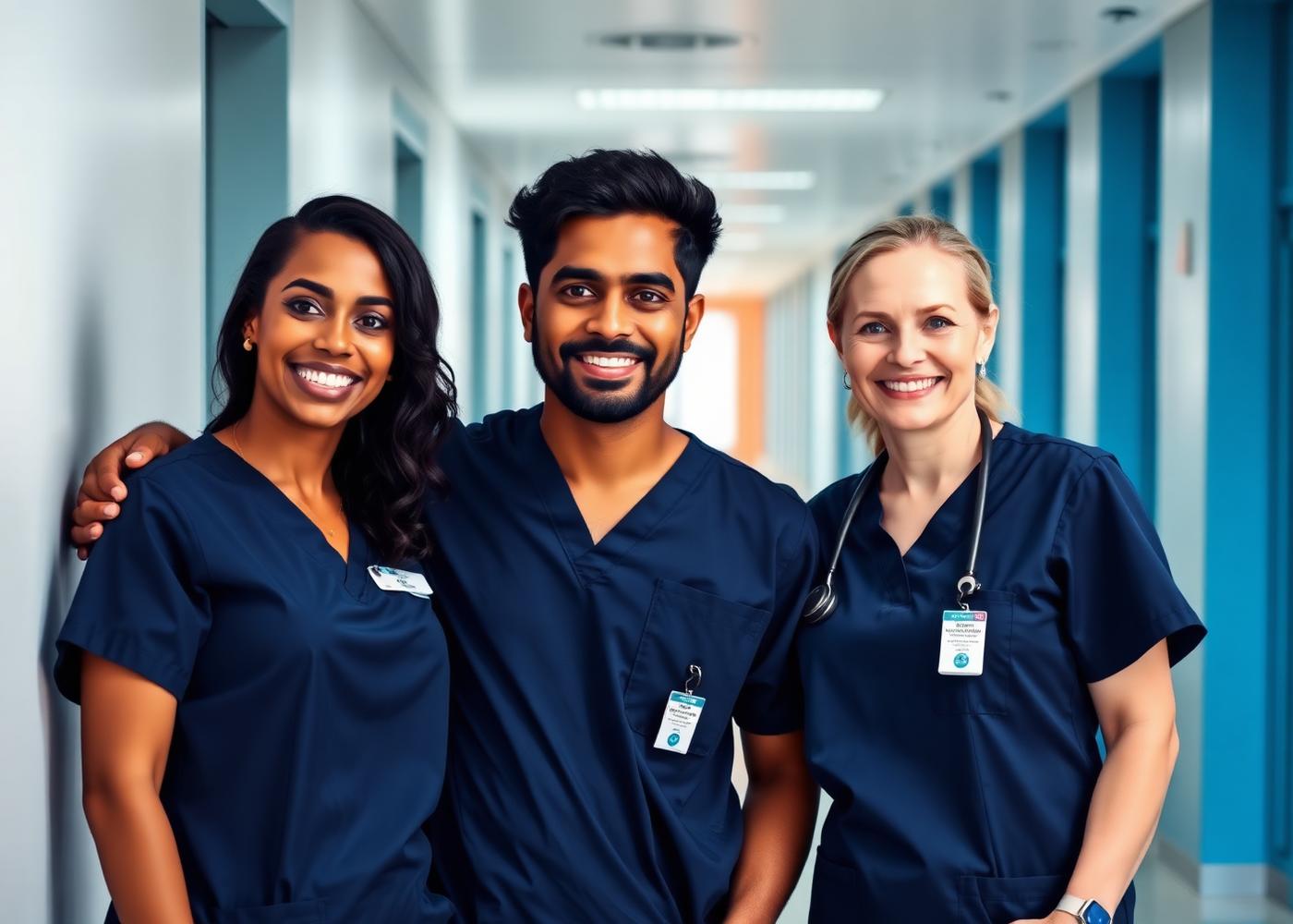 Diverse healthcare team in scrubs